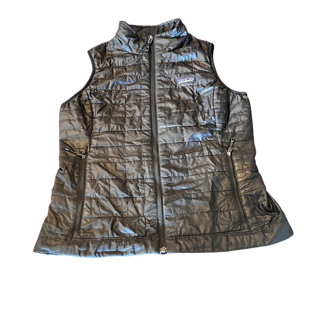 Patagonia Womens Black‎ Quilted Insulated Vest S Lightweight Warm Layering read